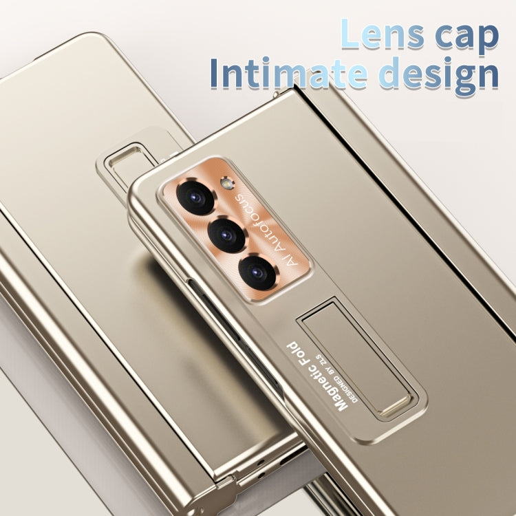 For Samsung Galaxy Z Fold5 Electroplating Corrugated Hinge Folding Phone Case with Pen Slot(Gold) - Galaxy Z Fold5 Cases by PMC TechLife | Online Shopping South Africa | PMC TechLife
