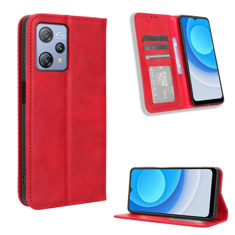 For Blackview A53 / A53 Pro Magnetic Buckle Retro Texture Leather Phone Case(Red) - More Brand by PMC TechLife | Online Shopping South Africa | PMC TechLife