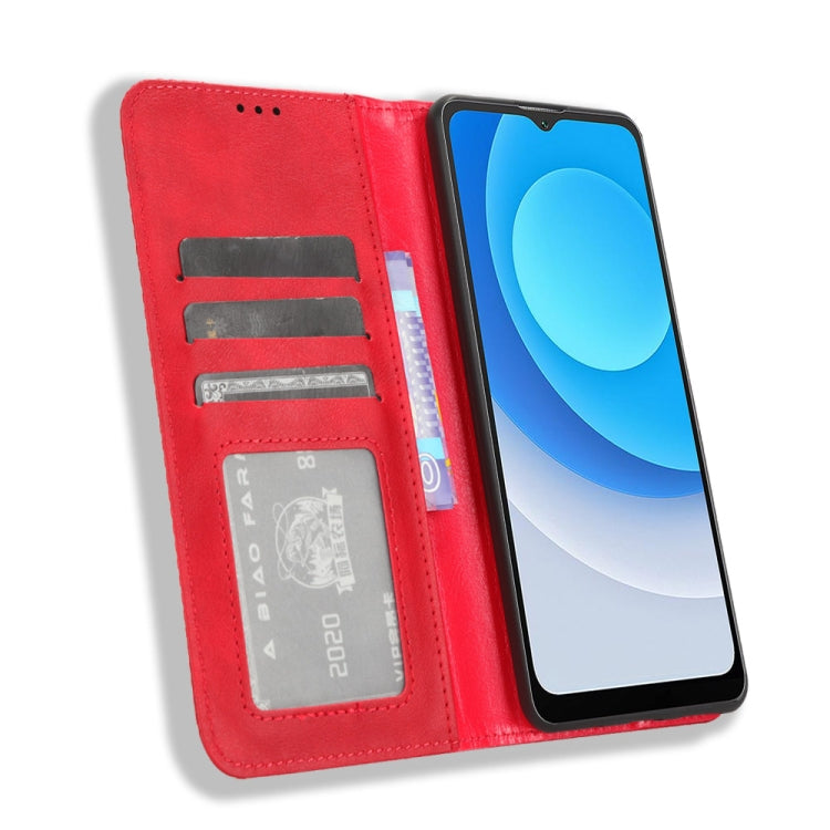 For Blackview A53 / A53 Pro Magnetic Buckle Retro Texture Leather Phone Case(Red) - More Brand by PMC TechLife | Online Shopping South Africa | PMC TechLife