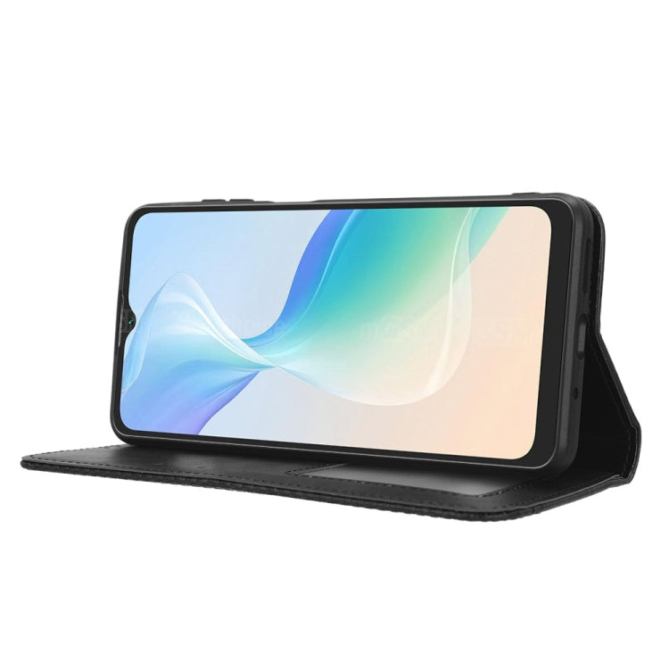 For Blackview Oscal C30 / C30 Pro Magnetic Buckle Retro Texture Leather Phone Case(Black) - More Brand by PMC TechLife | Online Shopping South Africa | PMC TechLife