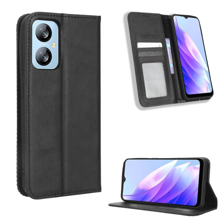 For Blackview A52 / A52 Pro Magnetic Buckle Retro Texture Leather Phone Case(Black) - More Brand by PMC TechLife | Online Shopping South Africa | PMC TechLife