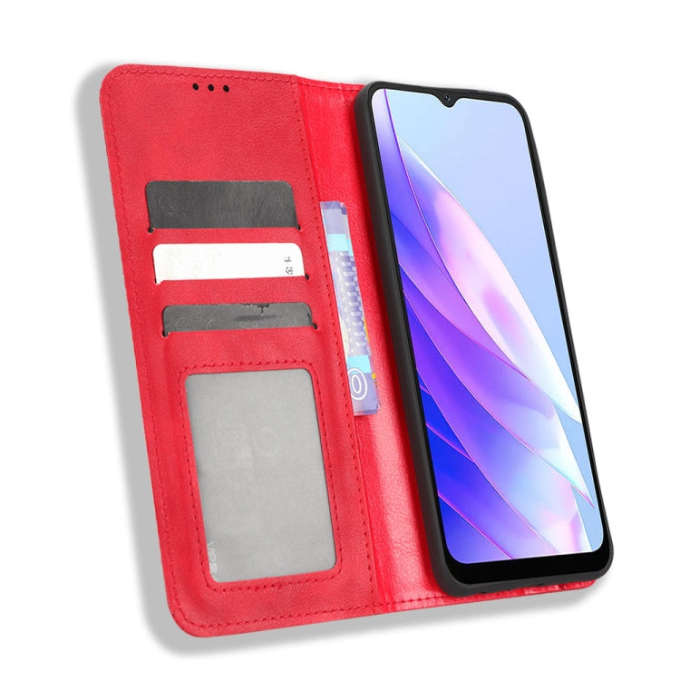 For Blackview A52 / A52 Pro Magnetic Buckle Retro Texture Leather Phone Case(Red) - More Brand by PMC TechLife | Online Shopping South Africa | PMC TechLife