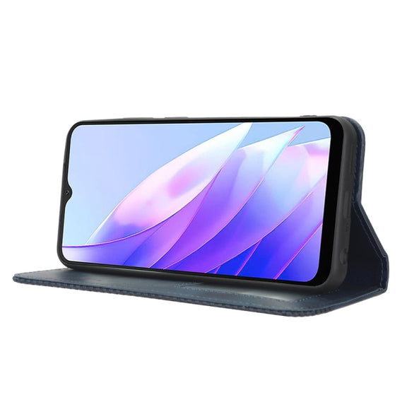 For Blackview A52 / A52 Pro Magnetic Buckle Retro Texture Leather Phone Case(Blue)