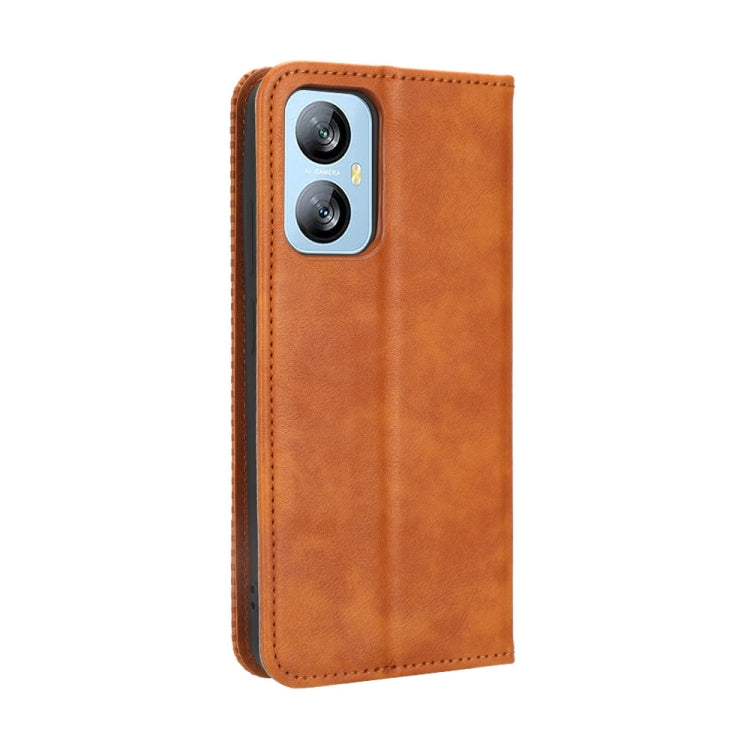For Blackview A52 / A52 Pro Magnetic Buckle Retro Texture Leather Phone Case(Brown) - More Brand by PMC TechLife | Online Shopping South Africa | PMC TechLife