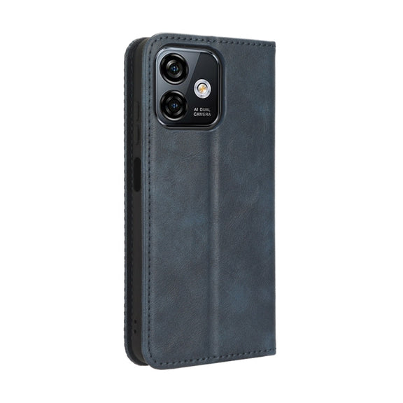 For Ulefone Note 16 Pro Magnetic Buckle Retro Texture Leather Phone Case(Blue)