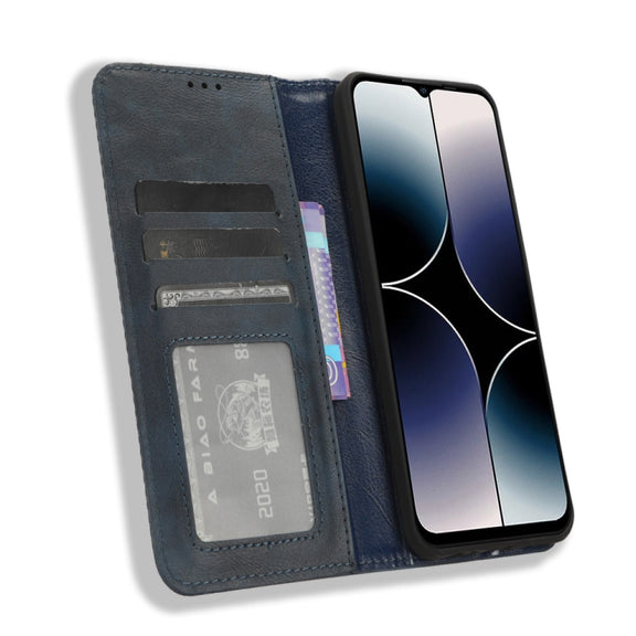 For Ulefone Note 16 Pro Magnetic Buckle Retro Texture Leather Phone Case(Blue)