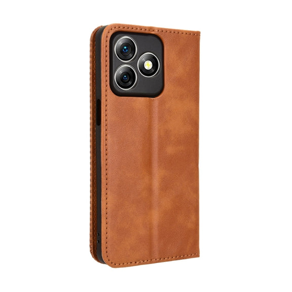 For Ulefone Note 18 Ultra Magnetic Buckle Retro Texture Leather Phone Case(Brown)