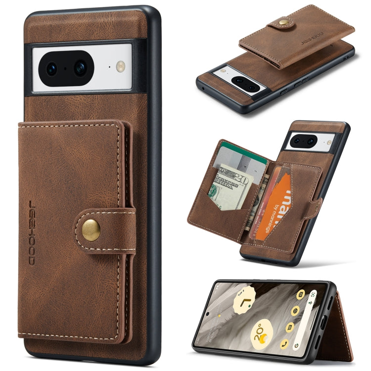 For Google Pixel 8 JEEHOOD Retro Magnetic Detachable Wallet Phone Case(Brown) - Google Cases by JEEHOOD | Online Shopping South Africa | PMC Jewellery | Buy Now Pay Later Mobicred