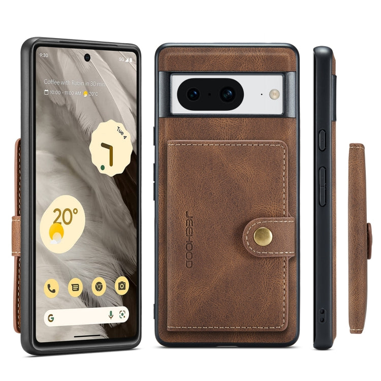 For Google Pixel 8 JEEHOOD Retro Magnetic Detachable Wallet Phone Case(Brown) - Google Cases by JEEHOOD | Online Shopping South Africa | PMC Jewellery | Buy Now Pay Later Mobicred