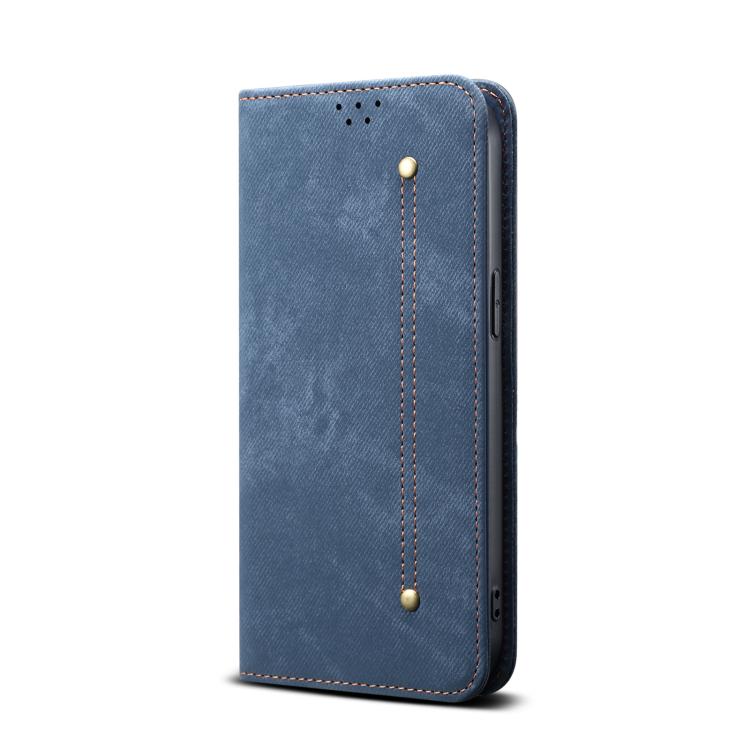 For iPhone 16e Denim Texture Casual Style Horizontal Flip Leather Case(Blue) - iPhone 16e Cases by PMC TechLife | Online Shopping South Africa | PMC TechLife | Buy Now Pay Later Mobicred