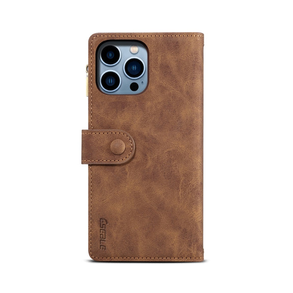 For iPhone 16 Pro ESEBLE Retro Frosted RFID Flip Leather Phone Case(Brown)