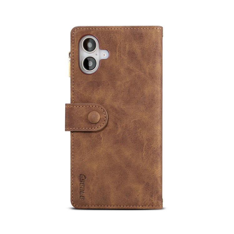 For iPhone 16 Plus ESEBLE Retro Frosted RFID Flip Leather Phone Case(Brown)