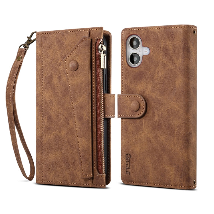 For iPhone 16 ESEBLE Retro Frosted RFID Flip Leather Phone Case(Brown) - iPhone 16 Cases by ESEBLE | Online Shopping South Africa | PMC TechLife | Buy Now Pay Later Mobicred