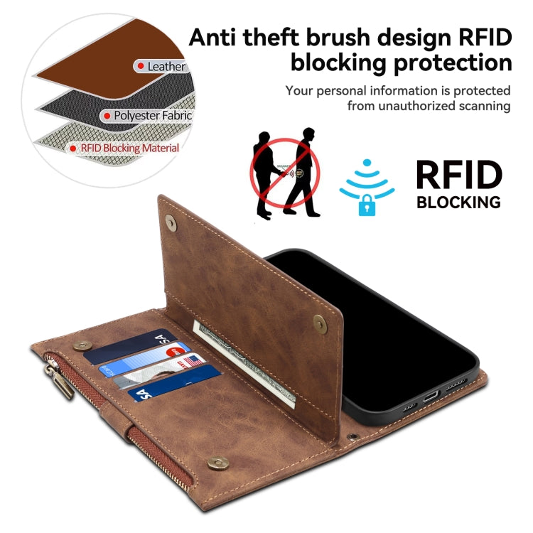 For iPhone 16 ESEBLE Retro Frosted RFID Flip Leather Phone Case(Brown) - iPhone 16 Cases by ESEBLE | Online Shopping South Africa | PMC TechLife | Buy Now Pay Later Mobicred