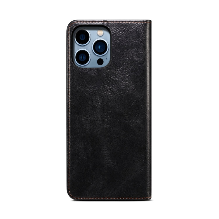 For iPhone 16 Pro Max Oil Wax Crazy Horse Texture Leather Phone Case(Black) - iPhone 16 Pro Max Cases by PMC TechLife | Online Shopping South Africa | PMC TechLife | Buy Now Pay Later Mobicred