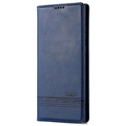 For Samsung Galaxy S24 Ultra 5G AZNS Magnetic Calf Texture Flip Leather Phone Case(Dark Blue)