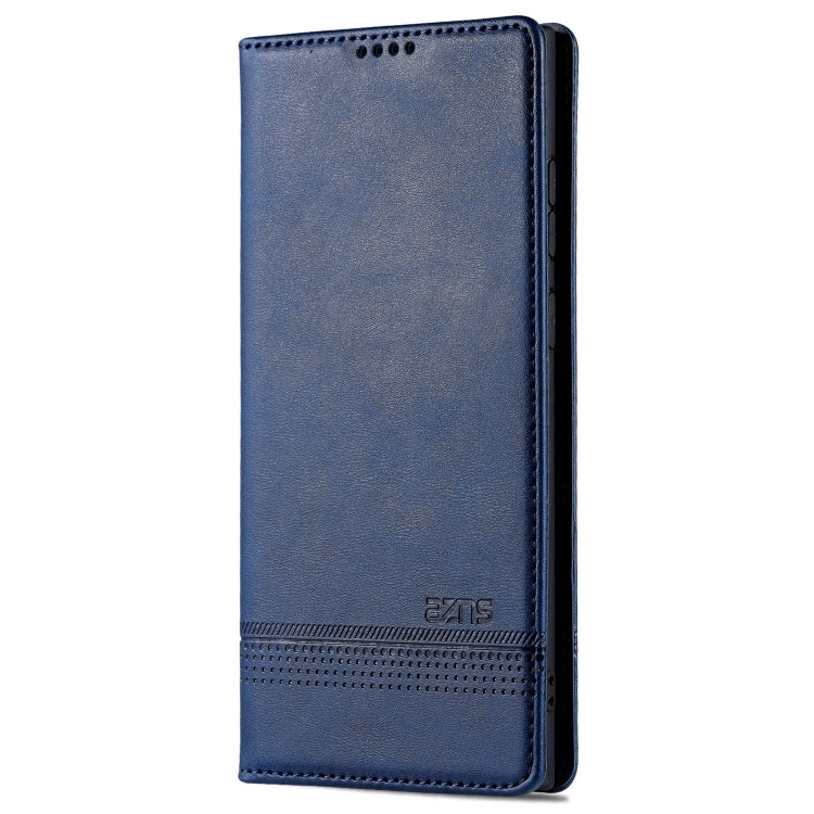 For Samsung Galaxy S24 Ultra 5G AZNS Magnetic Calf Texture Flip Leather Phone Case(Dark Blue)