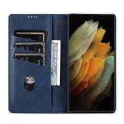 For Samsung Galaxy S24 Ultra 5G AZNS Magnetic Calf Texture Flip Leather Phone Case(Dark Blue)