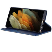 For Samsung Galaxy S24 Ultra 5G AZNS Magnetic Calf Texture Flip Leather Phone Case(Dark Blue)