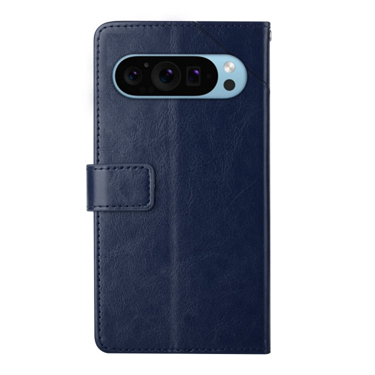 For Google Pixel 9 Y-shaped Pattern Flip Leather Phone Case(Blue) - Google Cases by PMC TechLife | Online Shopping South Africa | PMC TechLife | Buy Now Pay Later Mobicred