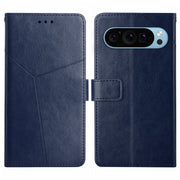 For Google Pixel 9 Pro Y-shaped Pattern Flip Leather Phone Case(Blue)