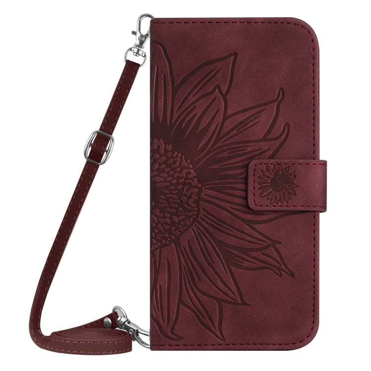 For Google Pixel 9 Skin Feel Sun Flower Embossed Flip Leather Phone Case with Lanyard(Wine Red) - Google Cases by PMC TechLife | Online Shopping South Africa | PMC TechLife | Buy Now Pay Later Mobicred