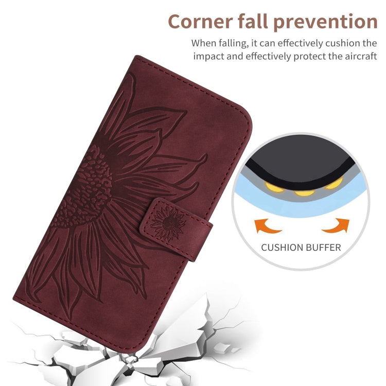 For Google Pixel 9 Skin Feel Sun Flower Embossed Flip Leather Phone Case with Lanyard(Wine Red) - Google Cases by PMC TechLife | Online Shopping South Africa | PMC TechLife | Buy Now Pay Later Mobicred