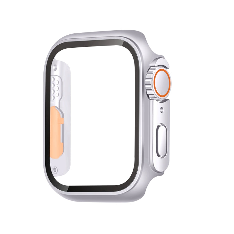 For Apple Watch Series 9 / 8 / 7 41mm Tempered Film Hybrid PC Integrated Watch Case(Silver Orange) - Watch Cases by PMC TechLife | Online Shopping South Africa | PMC TechLife