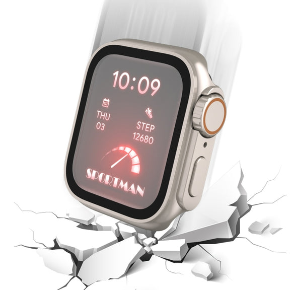 For Apple Watch Series 6 / 5 / 4 / SE 44mm Tempered Film Hybrid PC Integrated Watch Case(Original Black Orange)
