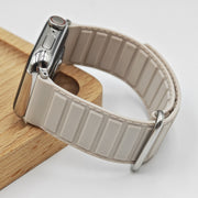 For Apple Watch SE 40mm Reverse Buckle Magnetic Silicone Watch Band(Silver Buckle Starlight)