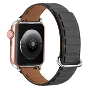 For Apple Watch Series 5 40mm Reverse Buckle Magnetic Silicone Watch Band(Silver Buckle Grey Brown)