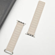 For Apple Watch Series 3 42mm Reverse Buckle Magnetic Silicone Watch Band(Silver Buckle Starlight)