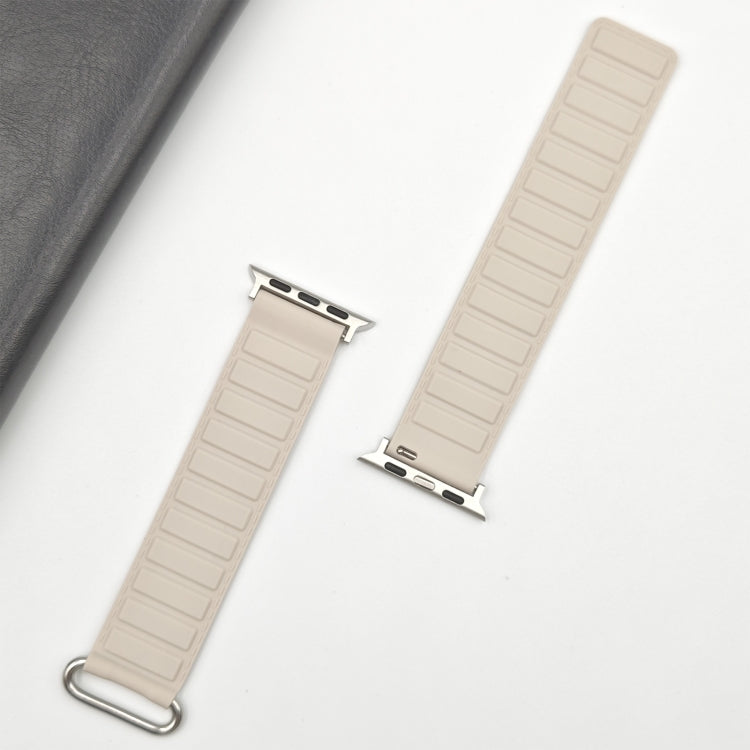 For Apple Watch 38mm Reverse Buckle Magnetic Silicone Watch Band(Silver Buckle Starlight)