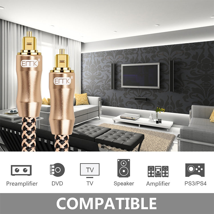 20m EMK OD6.0mm Gold-plated TV Digital Audio Optical Fiber Connecting Cable