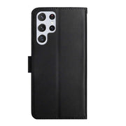 For Samsung Galaxy S24 Ultra 5G HT02 Genuine Leather Fingerprint-proof Flip Phone Case(Black)