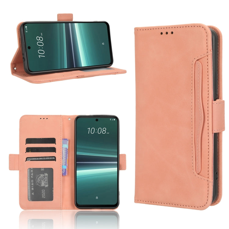 For HTC U23 / U23 Pro Skin Feel Calf Texture Card Slots Leather Phone Case(Pink) - HTC by PMC TechLife | Online Shopping South Africa | PMC TechLife | Buy Now Pay Later Mobicred