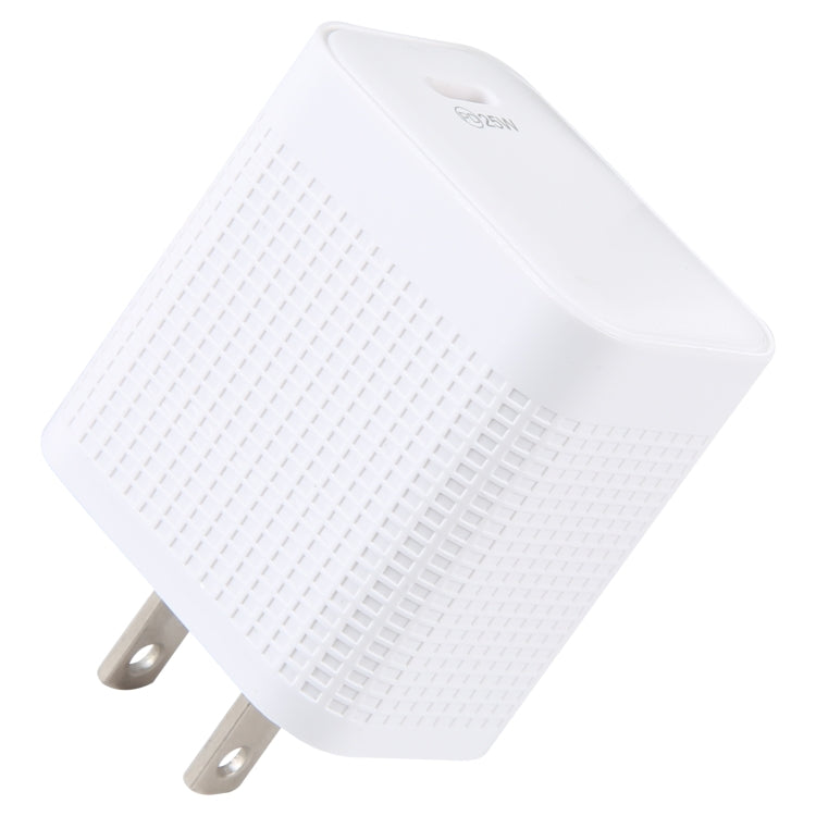 LZ-106PD 25W USB-C / Type-C Ports Plaid Pattern Travel Charger, US Plug(White) - free shipping - PMC Jewellery - Order now!
