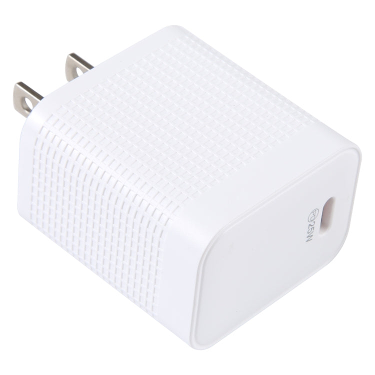 LZ-106PD 25W USB-C / Type-C Ports Plaid Pattern Travel Charger, US Plug(White) - free shipping - PMC Jewellery - Order now!