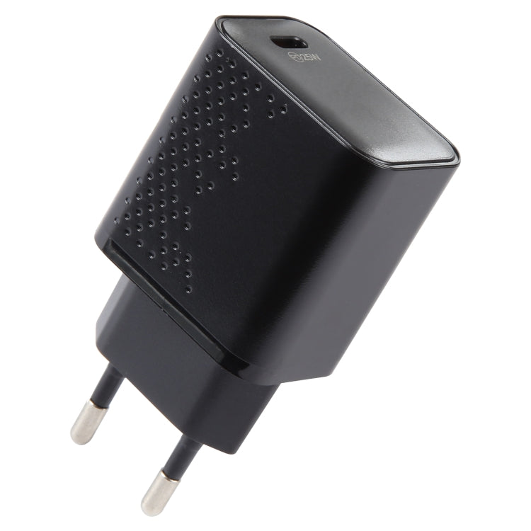 LZ-105PD 25W USB-C / Type-C Ports Dot Pattern Travel Charger, EU Plug(Black) - USB Charger by PMC Jewellery | Online Shopping South Africa | PMC Jewellery | Buy Now Pay Later Mobicred