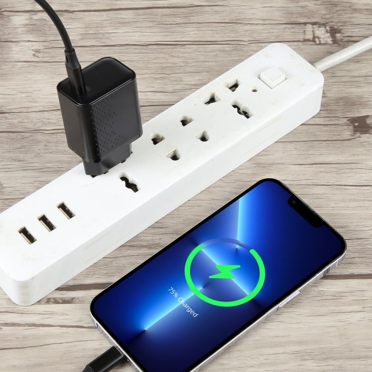 LZ-105PD 25W USB-C / Type-C Ports Dot Pattern Travel Charger, EU Plug(Black) - USB Charger by PMC Jewellery | Online Shopping South Africa | PMC Jewellery | Buy Now Pay Later Mobicred