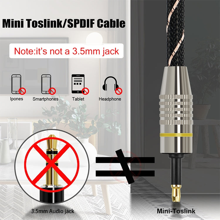 10m EMK OD6.0mm Square Port to Round Port Set-top Box Digital Audio Optical Fiber Connecting Cable
