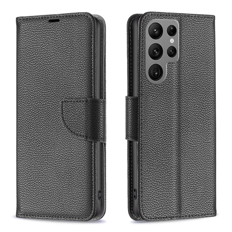 For Samsung Galaxy S24 Ultra 5G Litchi Texture Pure Color Flip Leather Phone Case(Black) - Galaxy S24 Ultra 5G Cases by PMC TechLife | Online Shopping South Africa | PMC TechLife