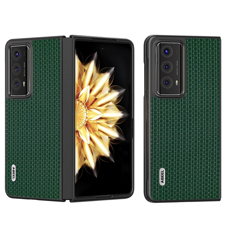 For Honor Magic V2 ABEEL Genuine Leather Luxury Series Phone Case(Night Green) - Honor Cases by PMC TechLife | Online Shopping South Africa | PMC TechLife | Buy Now Pay Later Mobicred