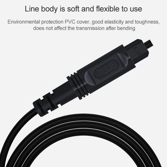 25m EMK OD4.0mm Square Port to Square Port Digital Audio Speaker Optical Fiber Connecting Cable(Black)