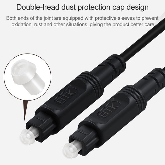 25m EMK OD4.0mm Square Port to Square Port Digital Audio Speaker Optical Fiber Connecting Cable(Black)