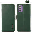 For Nokia G42 KHAZNEH Side-Magnetic Litchi Genuine Leather RFID Phone Case(Green) - Nokia Cases by PMC TechLife | Online Shopping South Africa | PMC TechLife | Buy Now Pay Later Mobicred