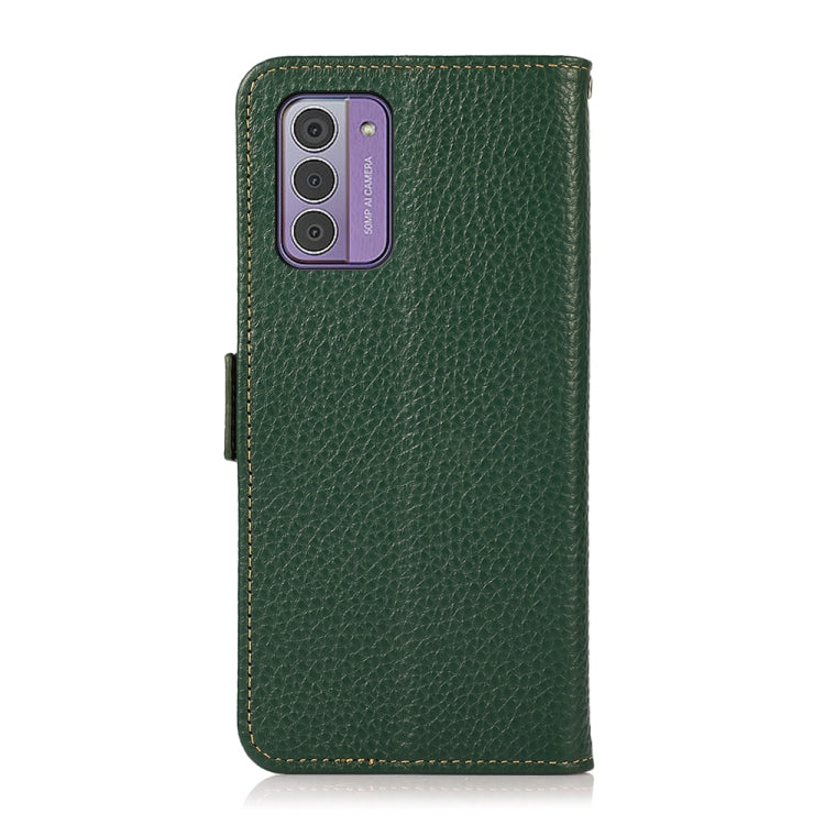 For Nokia G42 KHAZNEH Side-Magnetic Litchi Genuine Leather RFID Phone Case(Green) - Nokia Cases by PMC TechLife | Online Shopping South Africa | PMC TechLife | Buy Now Pay Later Mobicred