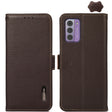 For Nokia G42 KHAZNEH Side-Magnetic Litchi Genuine Leather RFID Phone Case(Brown) - Nokia Cases by PMC TechLife | Online Shopping South Africa | PMC TechLife | Buy Now Pay Later Mobicred