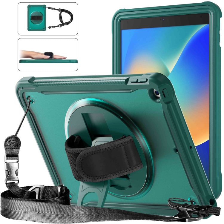 For iPad 10.2 2021 / 2020 / 2019 Heavy Duty Hybrid Tablet Case with Handle & Strap(Dark Green) - iPad 10.2 Cases by PMC TechLife | Online Shopping South Africa | PMC TechLife