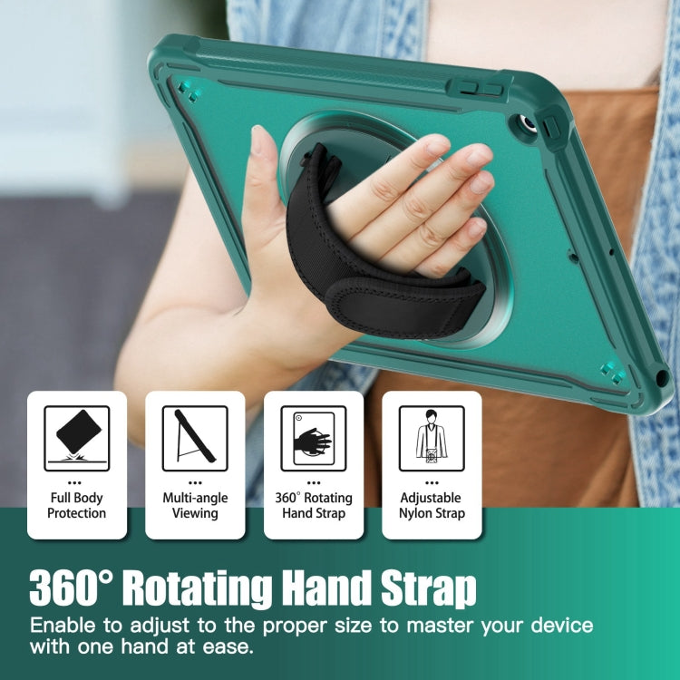 For iPad 10.2 2021 / 2020 / 2019 Heavy Duty Hybrid Tablet Case with Handle & Strap(Dark Green) - iPad 10.2 Cases by PMC TechLife | Online Shopping South Africa | PMC TechLife